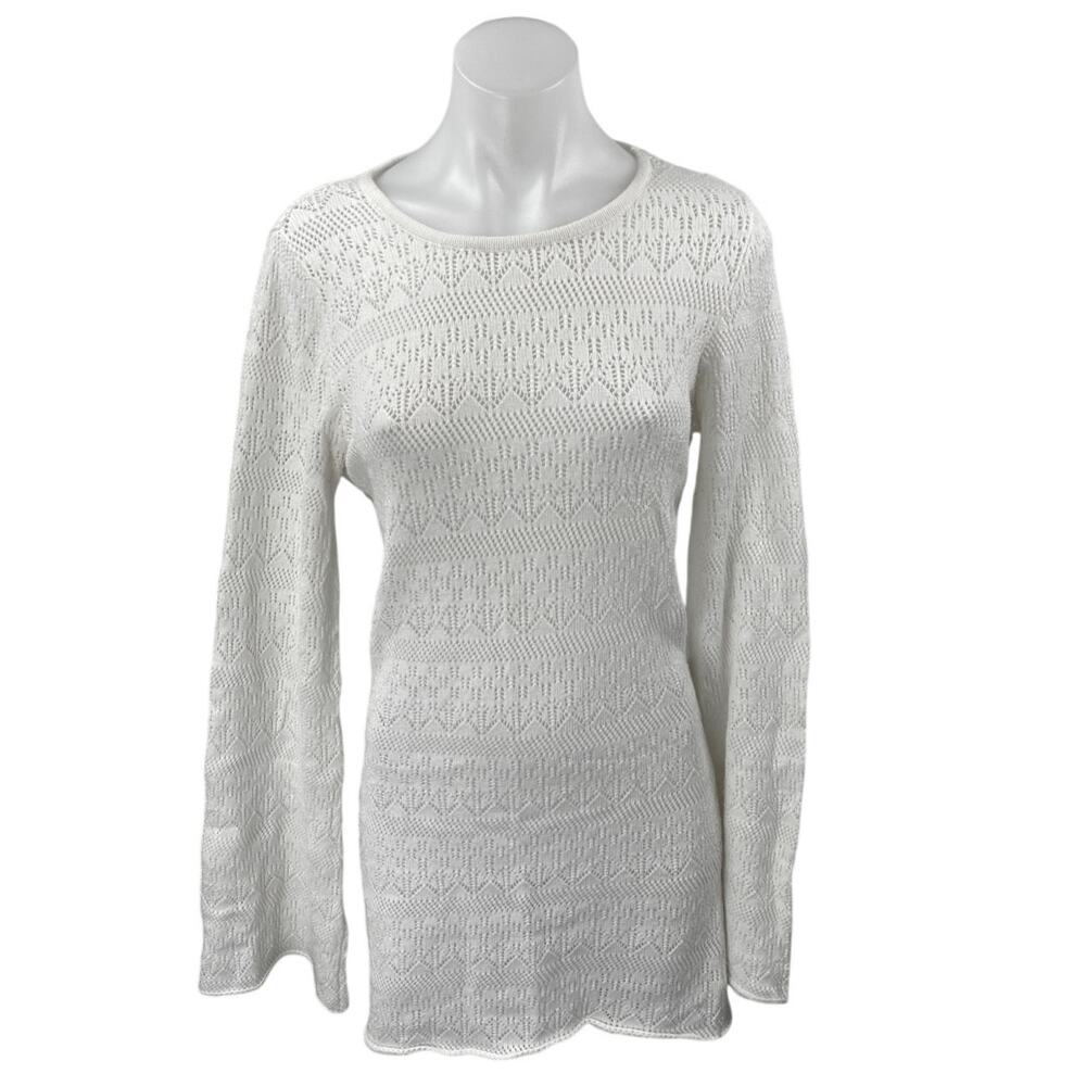 Princess Polly White Chrochet Long Sleeve Cutout Mini Swim Cover Up Dress Sz 12